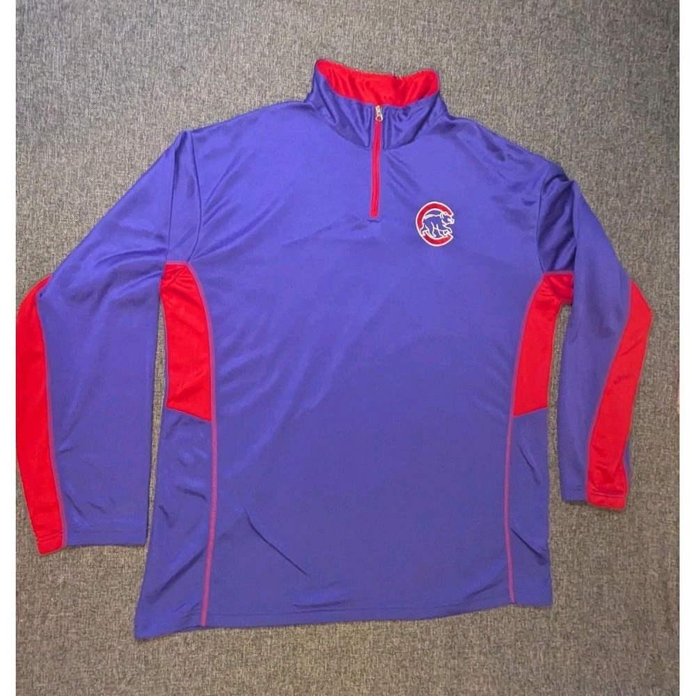 Chicago Cubs MLB Long Sleeve 1/4 Zip Shirt Pullover Blue Red Men's Size XL Tall